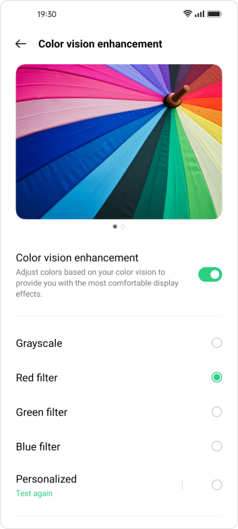 تحسين اللون في نظام ColorOS