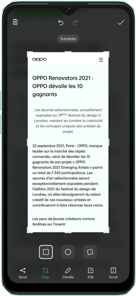 OPPO ثلاثة أصابع ترجمة مع Google Lens